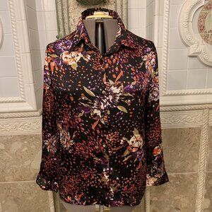 Draper's & Damon's. Size PL. Semi Sheer Long Sleeve Button Front Shirt. B57